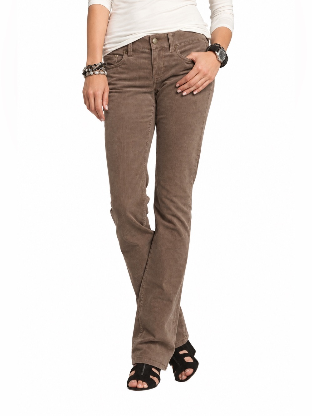 J.Crew Factory Matchstick Corduroy Pants Women’s 28S Brown Stretch Straight Leg